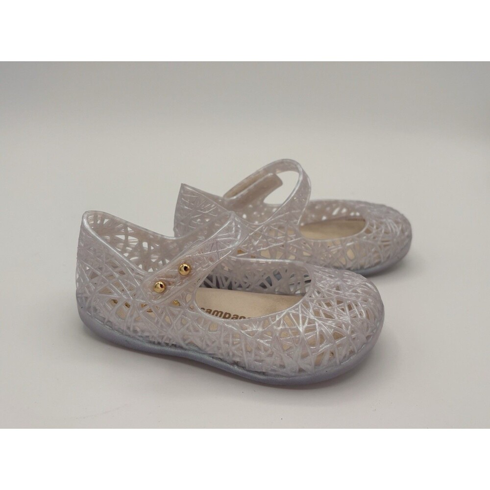 Mini Melissa Campana Zig Zag Silver Glitter Jelly Shoes Toddler Size 6